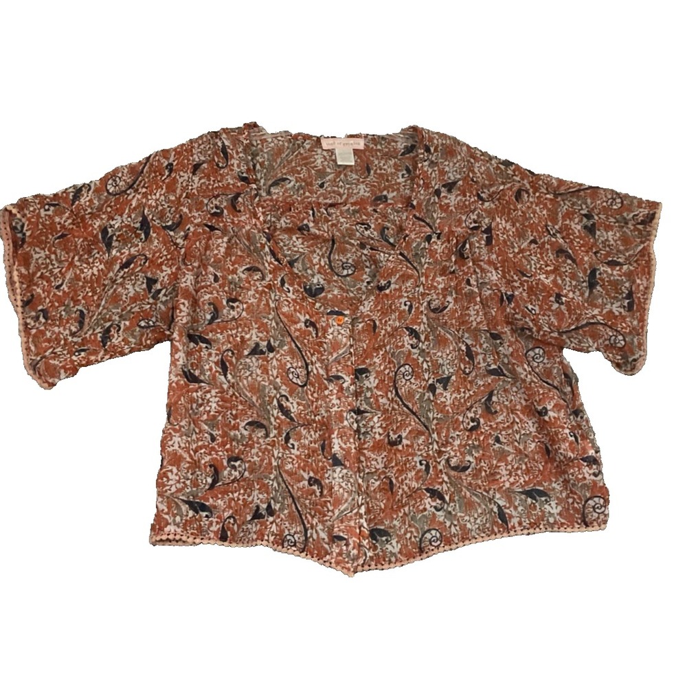 Band of Gypsies Women's Fall Colored Sheer Kimono Cover Up Rust Floral Sz L